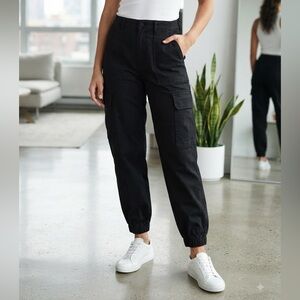 Twik Black Cargo Pants with elastic ankle